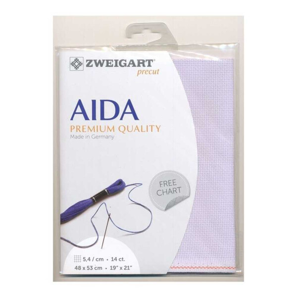 AIDA Zweigart Precute 14 ct. Stern Aida 3706 color 5050 light lilac, fabric for cross stitch 48x53cm