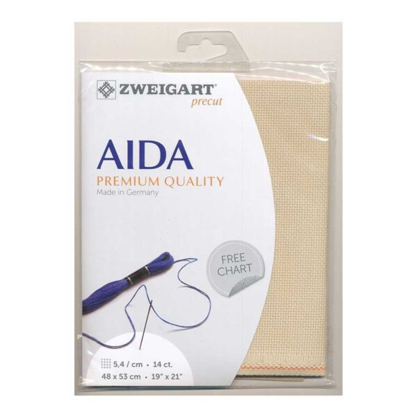 AIDA Zweigart Precute 14 ct. Stern Aida 3706 color 3740 beige, fabric for cross stitch 48x53cm