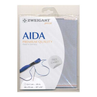 AIDA Zweigart Precute 16 ct. Aida 3251 color 713 steel-grey, fabric for cross stitch 48x53cm
