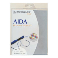 AIDA Zweigart Precute 18 ct. мелкая Aida 3793 цвет 5018 сине-серый, счетная ткань для вышивания крестиком 48x53см