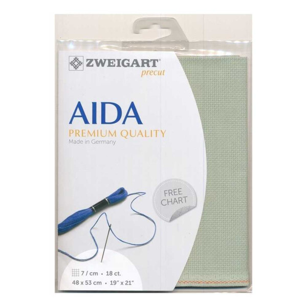 AIDA Zweigart Precute 18 ct. Fein-Aida 3793 color 611 light green, fabric for cross stitch 48x53cm