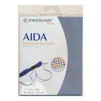 AIDA Zweigart Precute 18 ct. Fein-Aida 3793 color 5020 dark dove blue, fabric for cross stitch 48x53cm