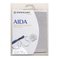 AIDA Zweigart Precute 18 ct. Fein-Aida 3793 color 705 pearl grey, fabric for cross stitch 48x53cm