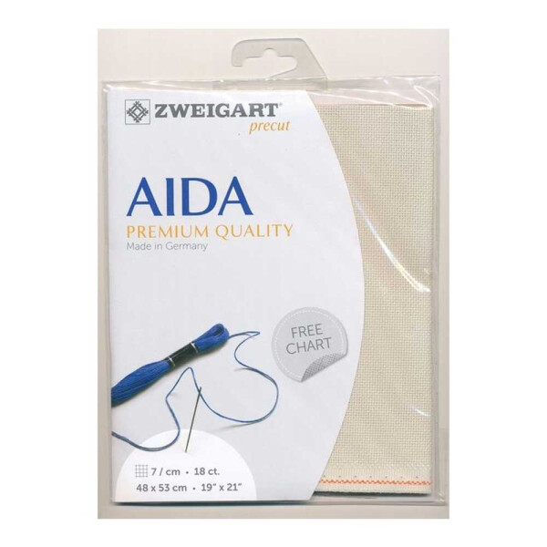 AIDA Zweigart Precute 18 ct. мелкая Aida 3793 цвет 770 платиново-бежевый, счетная ткань для вышивания крестиком 48x53см