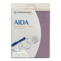 AIDA Zweigart Precute 20 ct. Extra Fein-Aida 3326 color 5045 purple, fabric for cross stitch 48x53cm