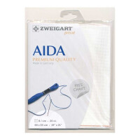 AIDA Zweigart Precute 20 ct. Extra Fein-Aida 3326 Farbe 101 milchig weiß, Zählstoff für Kreuzstich 48x53cm