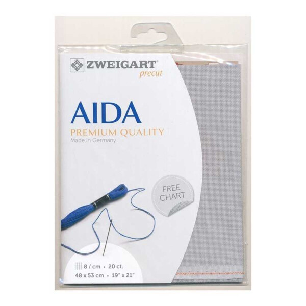AIDA Zweigart Precute 20 ct. Extra Fein-Aida 3326 color 705 pearl grey, fabric for cross stitch 48x53cm