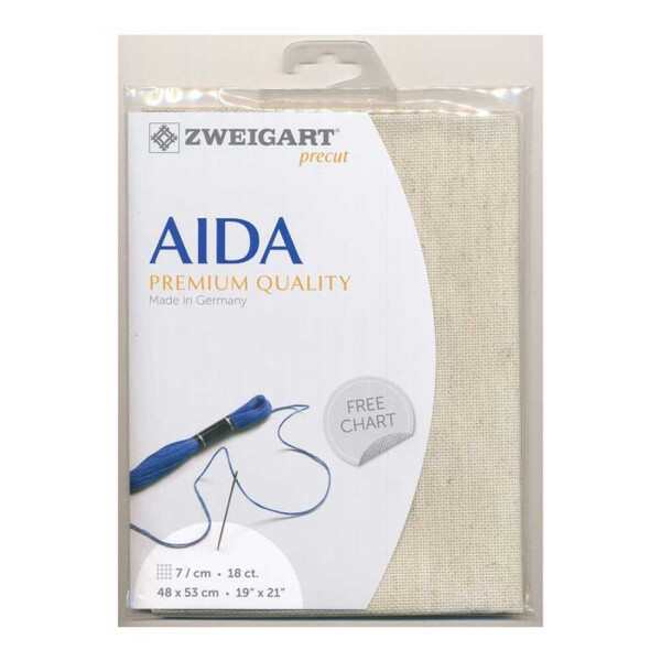 AIDA Zweigart Precute 18 ct. Rustico-Aida 3292 color 54 white, fabric for cross stitch 48x53cm