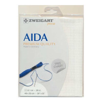 AIDA Zweigart Precute 20 ct. Extra Fein-Aida 3326 Farbe 11 weiß perlmutt lurex, Zählstoff für Kreuzstich 48x53cm