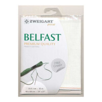 Evenweave Fabric Belfast Zweigart Precute 32 ct. 3609 100% Linen color 101 milky white 48x68 cm