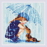 Алмазная живопись Риолис "Под моим зонтиком", 27х27 см