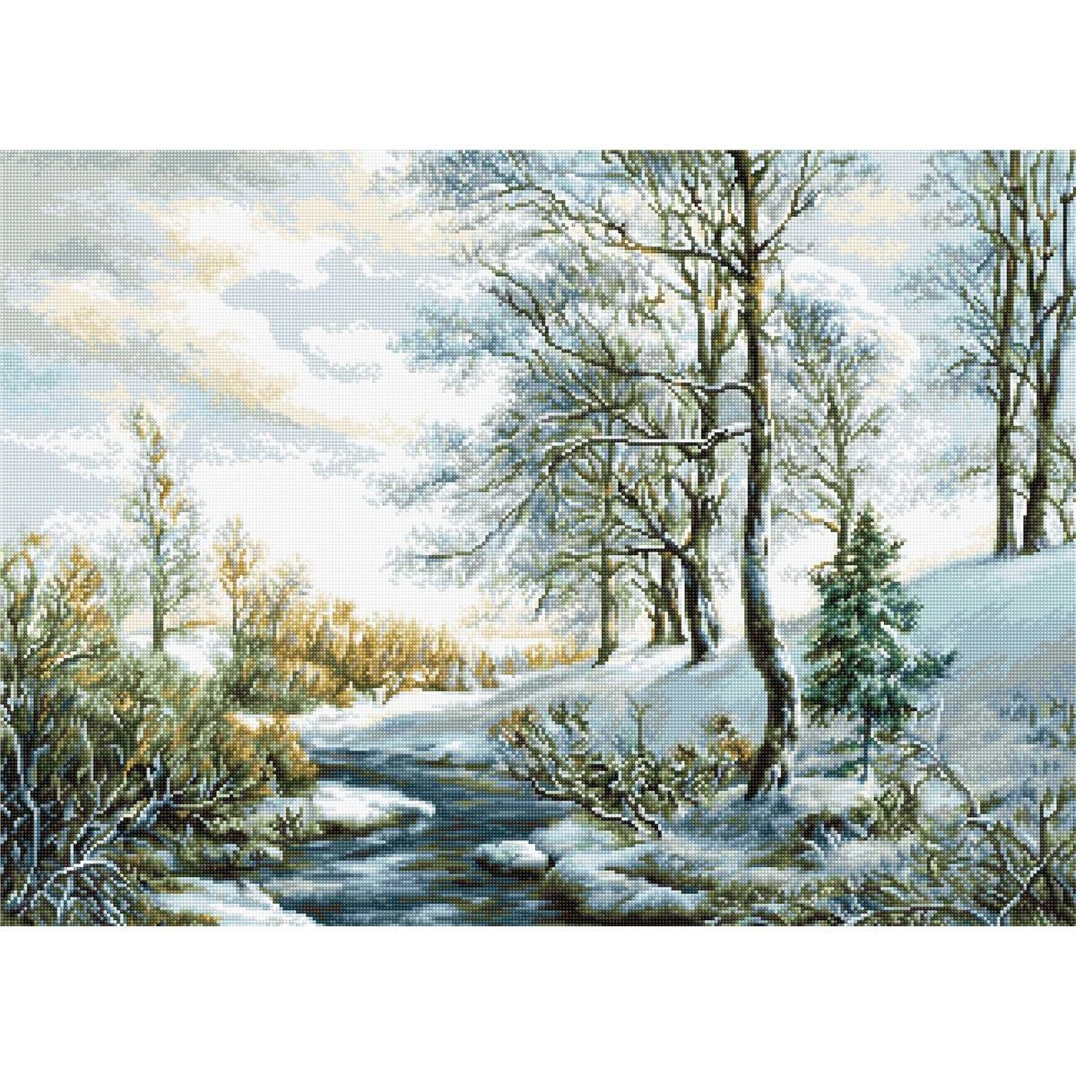 Un tranquilo paisaje invernal evoca el encanto de un...