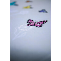Vervaco bedrukte tafelkleed borduurset vlinderdans, borduurpatroon getekend