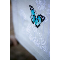 Vervaco bedrukte tafelloper borduurset vlinderdans, borduurpatroon getekend