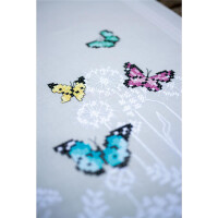 Vervaco bedrukte tafelloper borduurset vlinderdans, borduurpatroon getekend