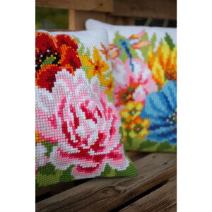 Vervaco вышивка крестом подушка весенние цветы, дизайн вышивки предварительно нарисованный