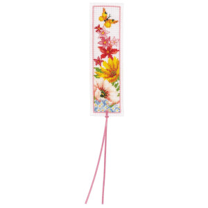 Vervaco Bookmark kit Colourful flowers set of 2, counted, DIY