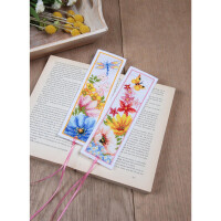 Vervaco Bookmark kit Colourful flowers set of 2, counted, DIY