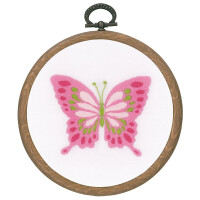Vervaco Pacchetto ricamo con ricamo a farfalla a cerchio, set da 3, disegno di ricamo disegnato