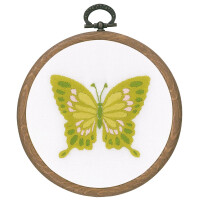 Vervaco Embroidery kit with ring Butterflies set of 3, stamped, DIY