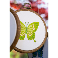 Vervaco Embroidery kit with ring Butterflies set of 3, stamped, DIY