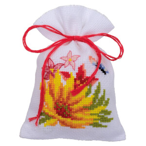Vervaco Paquete de bordados de bolsas de hierbas con flores, juego de 3, patrón de conteo