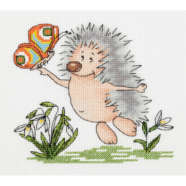 Klart counted cross stitch kit "Spring Hedgehog" 16x15cm, DIY
