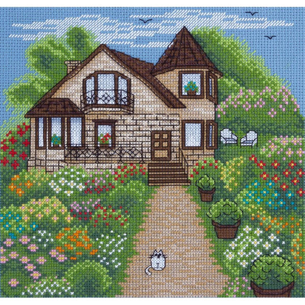 Klart counted cross stitch kit "Cottage" 20x19,5cm, DIY