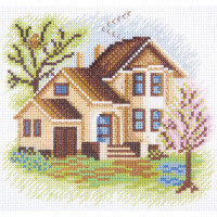 Klart counted cross stitch kit "House on Cherry Lane" 16x15cm, DIY