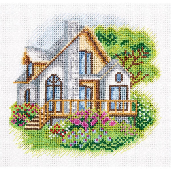 Klart counted cross stitch kit "House on Woodland Lane" 16x15.5cm, DIY
