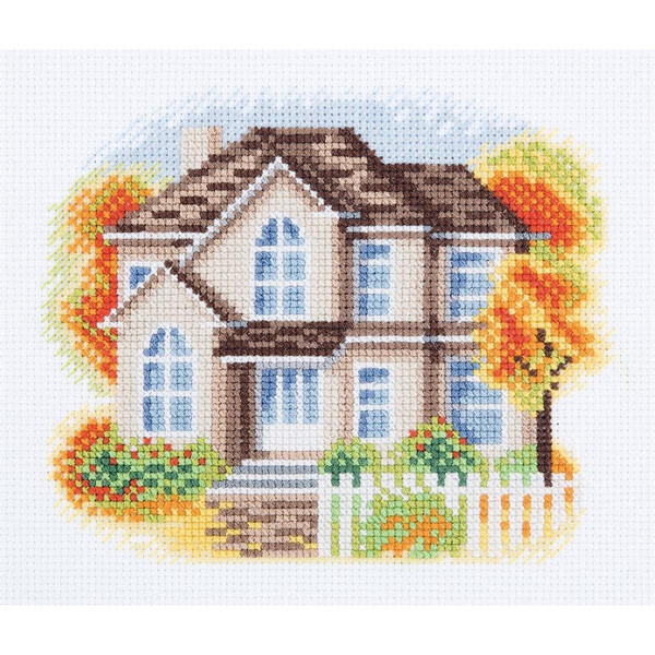 Klart counted cross stitch kit "House on Autumn Lane" 16x13cm, DIY
