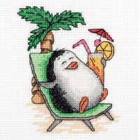 Klart counted cross stitch kit "Penguin on Holiday" 11.5x13cm, DIY