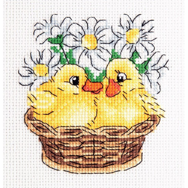 Klart counted cross stitch kit "Ducklings" 12x13cm, DIY