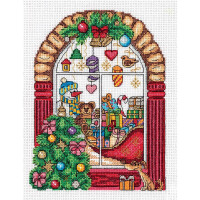 Klart counted cross stitch kit "Christmas Shop Window" 18x22.5cm, DIY