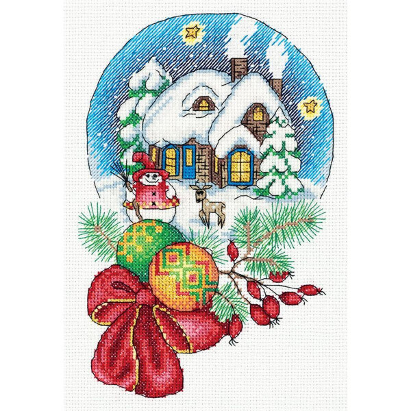 Klart counted cross stitch kit "Christmas Snow Globe" 17.5x23.5cm, DIY