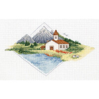 Klart Kruissteek set "Huis in de bergen" 23.5x15.5cm, telpatroon