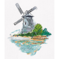 Klart counted cross stitch kit "Windmill on the Shore" 18x22cm, DIY