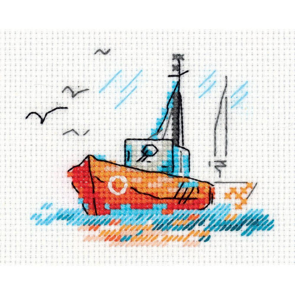 Klart counted cross stitch kit "Sketches. On Waves Sketches. On Waves" 10.5x9cm, DIY