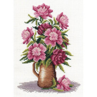 Set di punti croce Panna "bouquet peonie" 17,5x25cm, schema di conteggio
