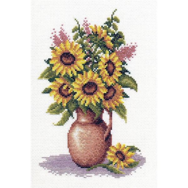 Juego de punto de cruz Panna "Bunch of sunflowers" 17.5x25cm, patrón de conteo