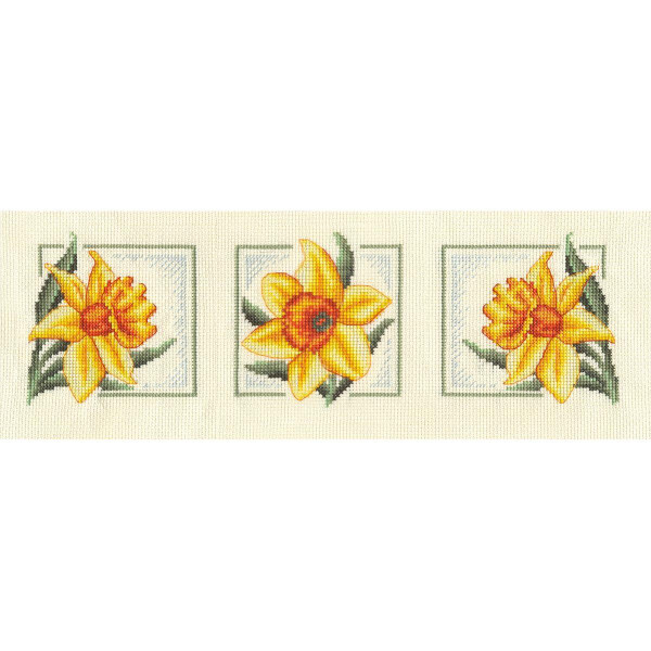 Panna kruissteek set "Gele narcissen" 35x13cm, telpatroon