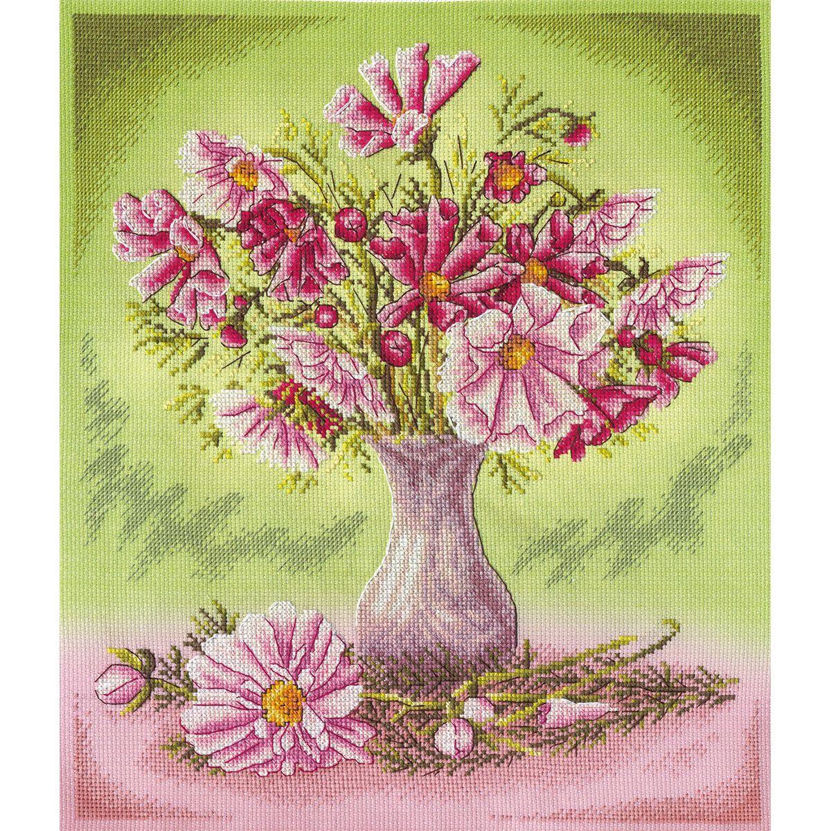 Panna counted cross stitch kit "Pink Cosmos...
