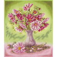 Panna counted cross stitch kit "Pink Cosmos Flowers" 25,5x30,5cm, DIY