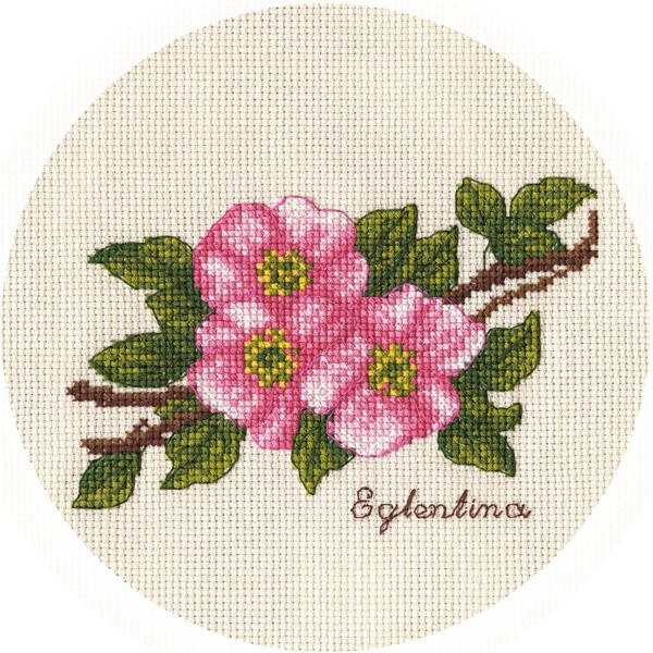 Panna counted cross stitch kit "Small Branch of Wild Rose" 17x13cm, DIY