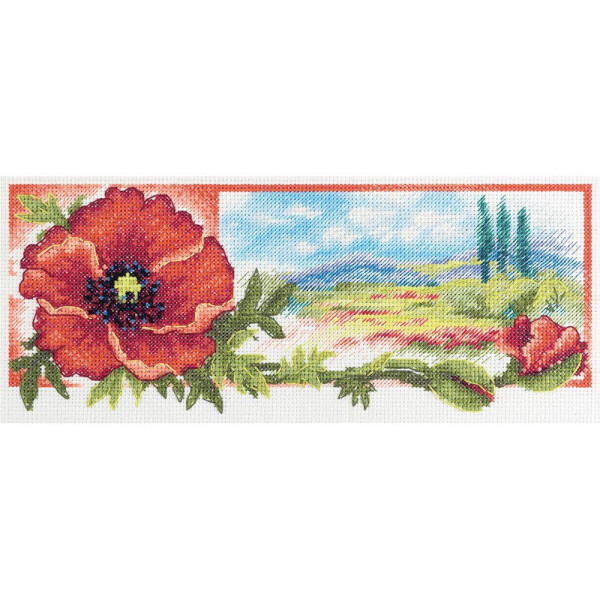 Panna counted cross stitch kit "The Red Hue of Dawn" 27x11cm, DIY