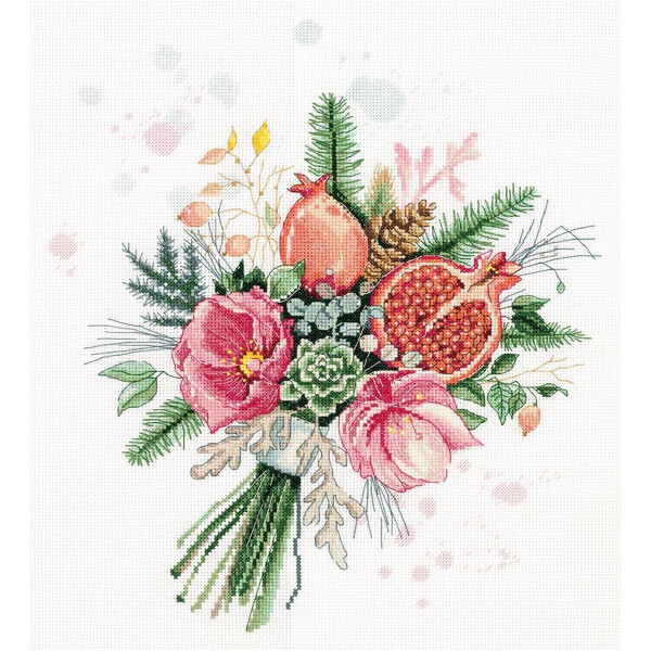 Panna counted cross stitch kit "Bouquet and Pomegranate" 28,5x32,5cm, DIY