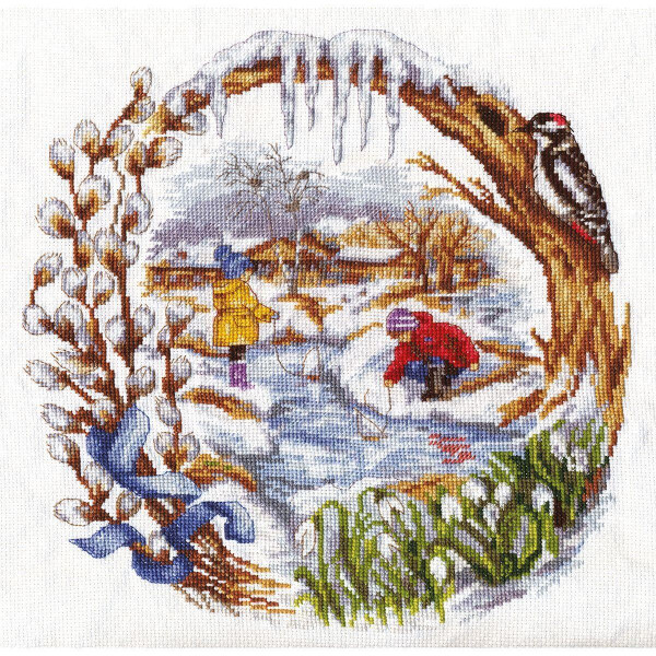 Набор для вышивания крестом Panna "Весенний ручей" 24x26 см, счетная схема