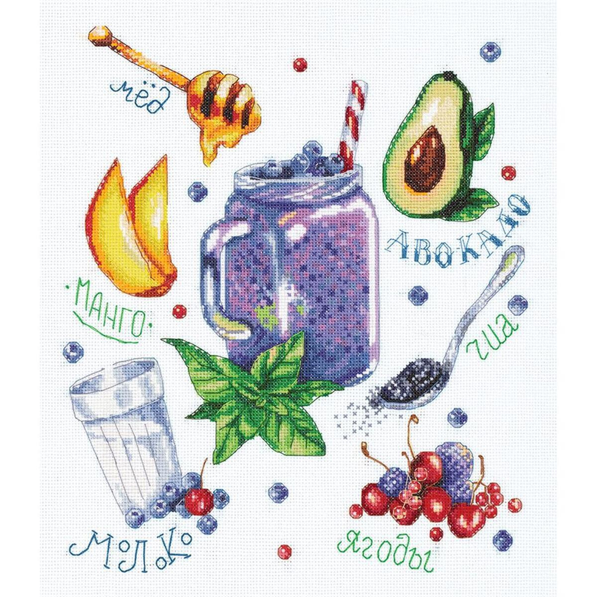 Panna counted cross stitch kit "Berry Smoothie"...