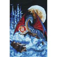 Panna counted cross stitch kit "The Dragon of the Blue Planet" 27x37cm, DIY
