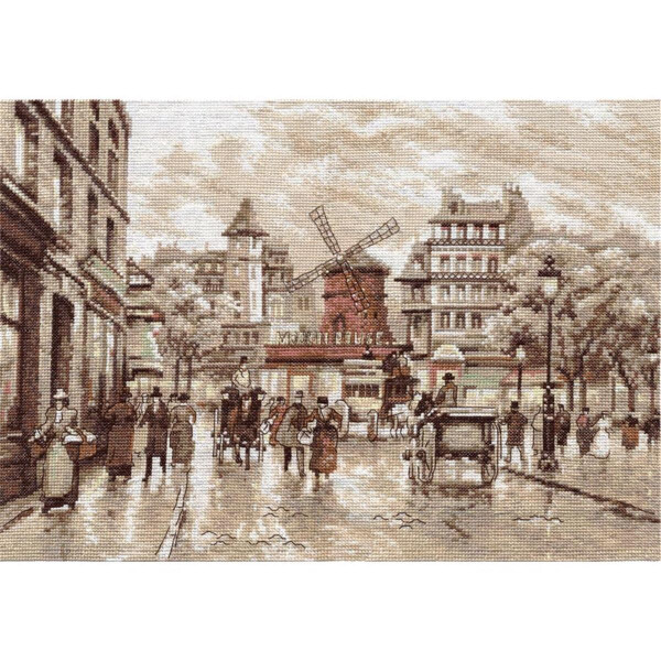 Panna kruissteek set "Paris. Moulin Rouge" 37,5x27cm, telpatroon